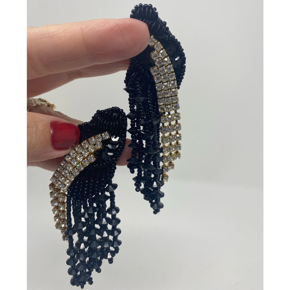 Vintage 80’s rhinestone earrings statement jewelry black tie bling bling